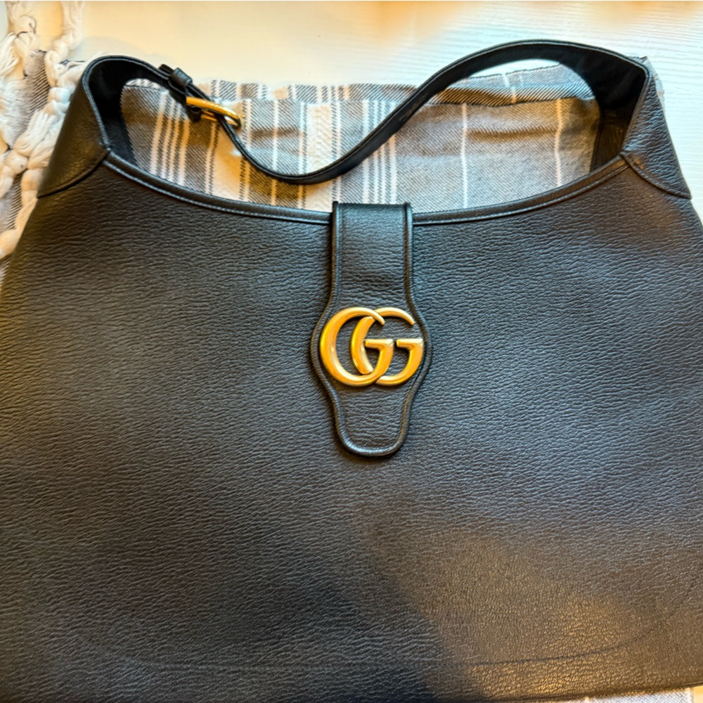 Gucci Black Shoulder Bag with Gold Logo